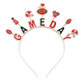 boderier Game Day Headband Football Headbands for Women Football Cheer Head Bopper Headband Sports Tiara Hairband Game Day Hair Accessories Fan Gifts Red Black