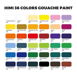 ARTFLY HIMI Gouache Paint Set, 36 Colors x 12ml Twin Jelly Cup Design with 3 Paint Brushes and a Palette in a Carrying Case Perfect for Artists, Students, Gouache Opaque Watercolor Painting