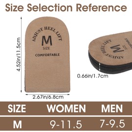 Heclia 1 Pair Heel Lift Inserts for Leg Length Discrepancy Men & Women, Adjustable Height Increase Heels, Shoe Lifts & Heel Pads for Walking Posture Correct Foot Shape Achilles Tendonitis - Brown(M)