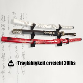 SEEMINESALE KATANA WANDHALTERUNG - Klassische Holz Schwerthalterung mit Samtpolsterung für Samurai-Schwerter, Cosplay-Waffen und Dekor (Schwarz, inkl. Montageschrauben) (Schwarz 3 Tier)