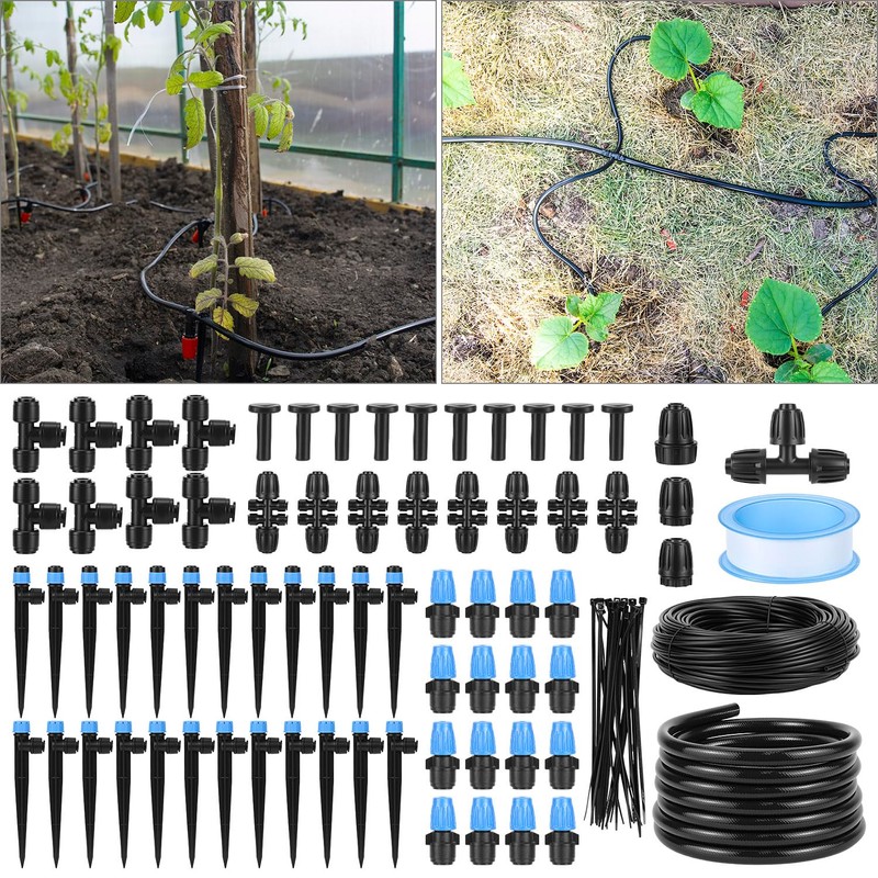 QWORK 230FT Drip Irrigation System, Automatic Sprinkler System Kit, Garden