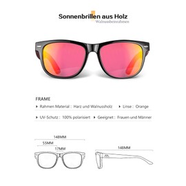 Amexi Holz Sonnenbrillen Polarisierte Sonnenbrille,Herren Damen Polarisierte holz brille,Polarisierende Brillengläser mit UV400-Schutz,grün (schwarz)