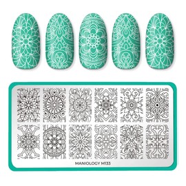 Maniology Mystic Woods Earthly Medallions/Nature's Kaleidescope Nail Stamping Plate, Symmetrical Floral Stamp Plates, Geometric Nature Manicure Designs, Flower DIY Patterns