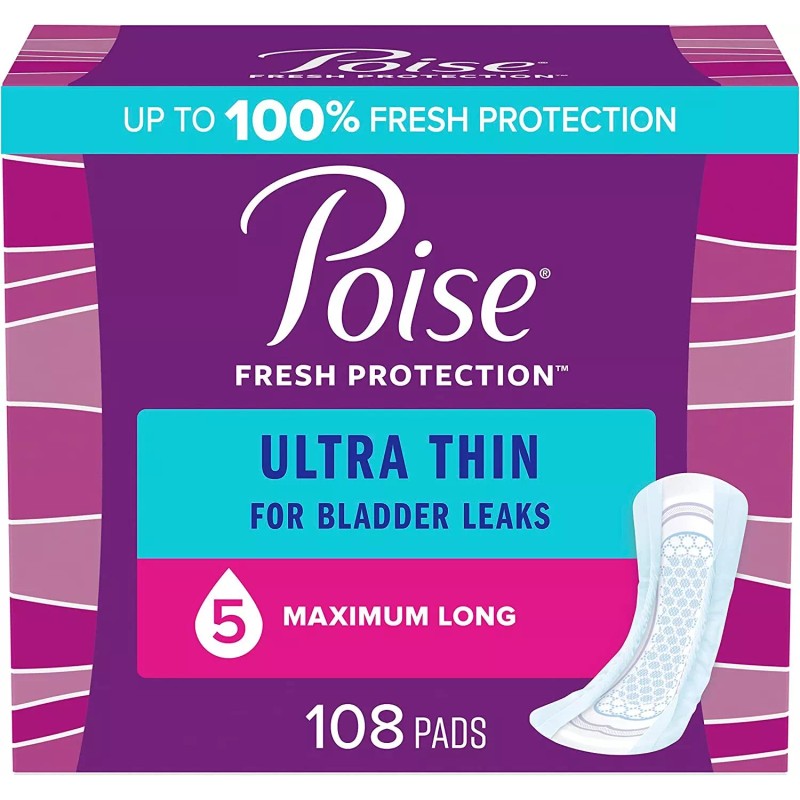 Poise Ultra Thin Incontinence Pads for Women Light Moderate Maximum