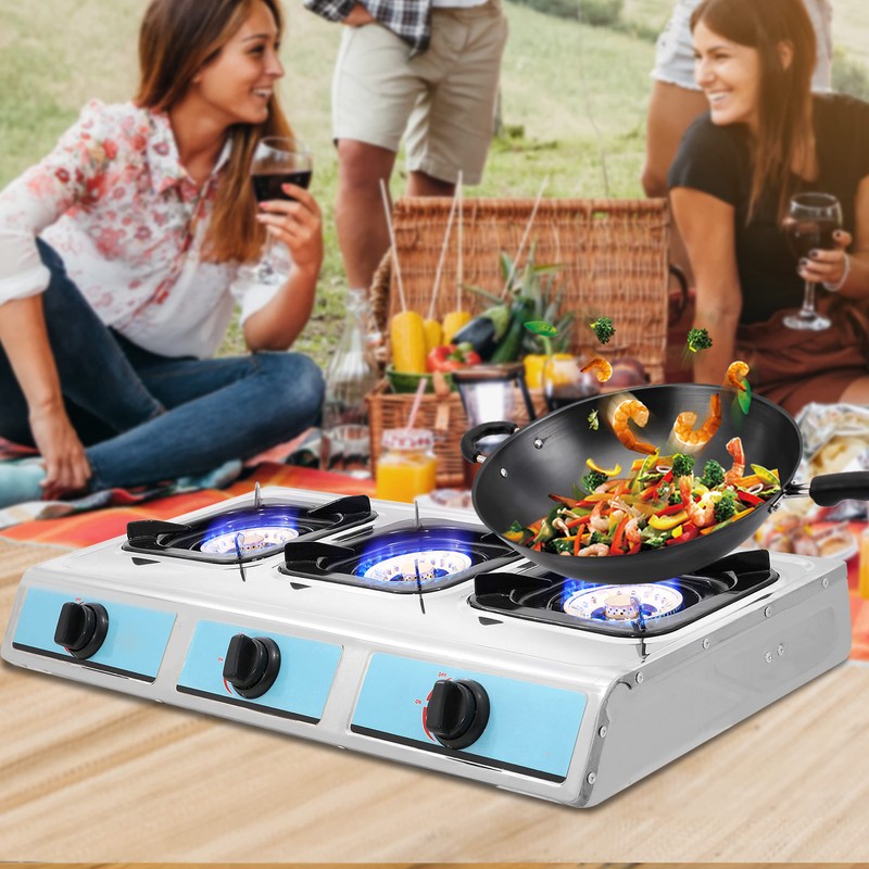 Propane Gas Stove,3 Burner Gas StovePortable Gas Stove Auto Ignition