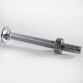 M10 x 100mm (4 Inch) Coach Carriage Bolt and Nut BZP - Pack of 10