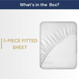 Westbrooke Twin Size Fitted Sheet | 100% Cotton Lush Sateen Sheets with 15.5" Deep Pocket, Premium Bed Sheet with Shrinkage and Fade Resistance, 1-Piece Fitted Sheet - Hotel White