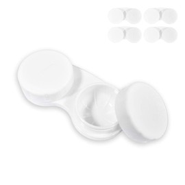 HAHIYO Contact Lens Case Box Holder Diameter 25mm Durable Leakproof Light Convenient Left/Right Eyes Contact Lens Container Soak Storage Kit for Storing Small Items Travel White 5 Pack