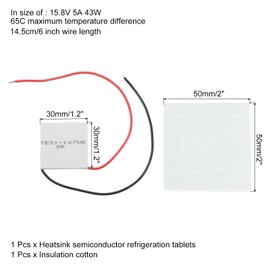 QUARKZMAN TES1-12705 Semiconductor Cooling Tablets 15.8V 5A 43W Heatsink Thermoelectric Cooler Cooling Plate Module 30 x 30 mm