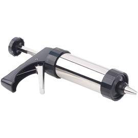 Rosenstein & Söhne Baking syringe: Stainless Steel Pastry Press & Icing Syringe with 8 Stencils and 8 Nozzles (Cookie Press)