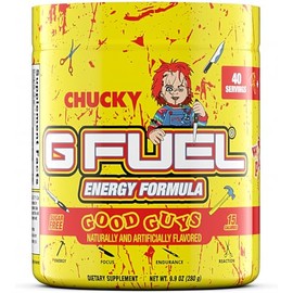 G Fuel Chucky Good Guys Energy Drink Powder, Pre Workout Caffeine Mix for Gaming, Sugar Free Focus Amino, Vitamin + Antioxidants, 9.9oz (Tropical Blood Orange, 40 Servings)