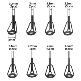 QWORK® 40pcs Fishing Rod Tip Repair Kit, Fishing Rod Tip with Stainless Steel Ceramic Guides Rings, 8-Size Fishing Rod Tip for Most Types of Rods