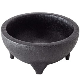 Restaurantware-56 Ounce Salsa Bowl, 1 3-Legged Design Molcajete Bowl - Microwavable, Dishwashable, Black Plastic Salsa Container, Shatterproof, For Sauces, Guacamole, and Cheese Dip