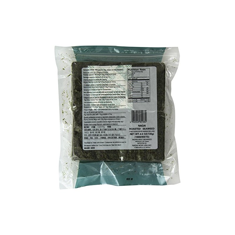 Nagai Deluxe Sushi Nori, Half Sheets, 100 Count