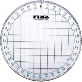 FlyGA Map Navigation Protractor (Circle) - For LAPL, PPL(A), PPL(H) & CPL Aviation Pilots + Marine, Boating & Sailing Captains