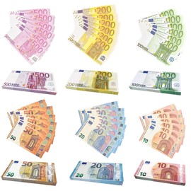 Giugio Play Money, 120 Sheets Merchant Shop Play Decoration, Play Money Euro Notes, Copy Money in 10/20/50/100/200/500 €, Prop Money Shopping Shop Accessories for Learning and Playing Purposes for