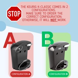 Replacement Water Reservoir Tank for Keurig K-Classic ONLY - CONFIGURATION B. (WILL NOT WORK FOR ANY KEURIG 2.0 MACHINES). ([PRO TIP - WATCH VIDEO TO VERIFY CONFIGURATION])