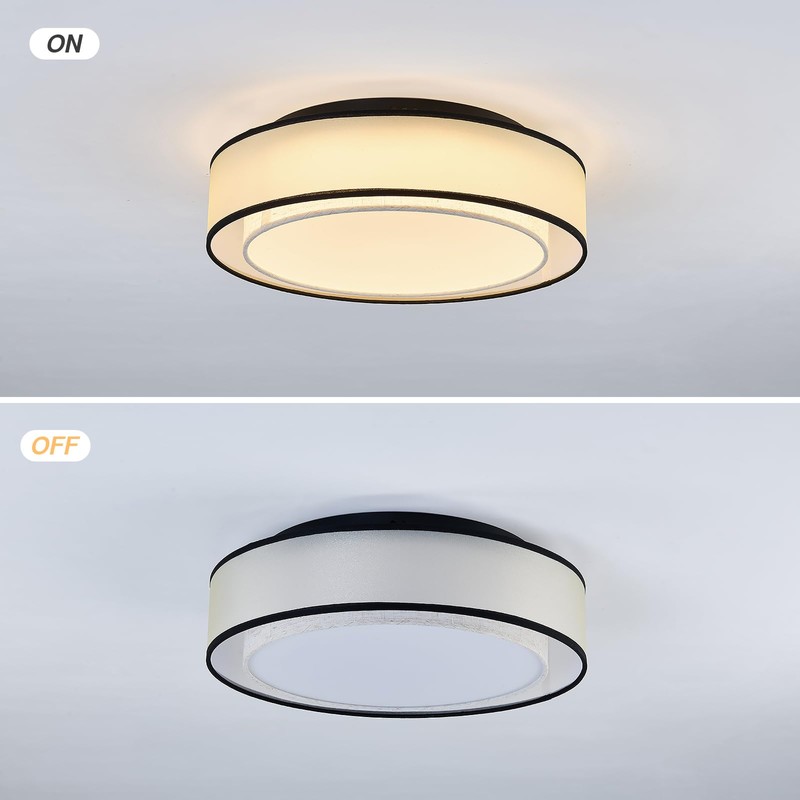 Modern Flush Mount Ceiling Light Fixture Drum Chandelier Fabric Shade