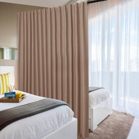 DWCN Privacy Room Divider Blackout Curtain - Patio Sliding Door Curtains, Extra Wide Thermal Curtains with Back Tab & Rod Pocket for Living Room and Bedroom Partition, 120 x 96 Inches, Khaki