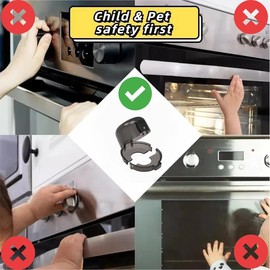 Stove Knob Safety Covers for Child (5 Pack, Black) - Universal Gas Stove Knob Locks, Heat-Resistant,Dual-Key Design,Easy Install with Strong Adhesive Tape,Fits Most Stove Knobs
