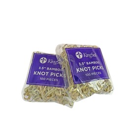 KingSeal Bamboo Wood Flower Knot Picks, Skewers, 3.5 Inches, Perfect for Cocktails and Appetizers - 2 Packs of 100 Each (200 Count)