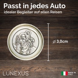 Lunexus Christopher Car Magnet Diameter 3.0 cm - Saint Christopher Car Plaque - Blessed - Patron Saint Drivers - Christopher Car Medal - Guardian Angel Car Magnet - Car Lucky Charm, Metal Metal magnet