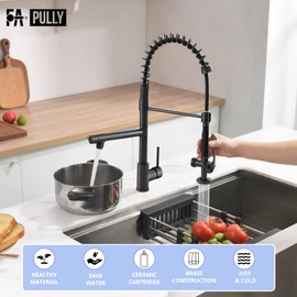 Fapully Commercial Pull Down Kitchen Sink Faucet with Sprayer Oil Rubber Bronze