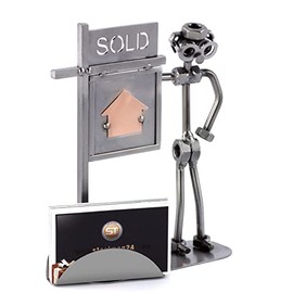 Steelman24 I Nuts and bolts sculpture Real Estate Agent With Business Card Holder I Handmade ornaments I Made in Germany I