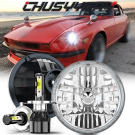 CHUSYYRAY 7" Stock Glass Lens Headlight LED Bulb Headlamp For Datsun 280ZX/240Z/260Z/280Z