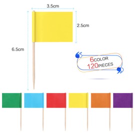 120 Pieces Colorful Blank Toothpick Flags Cheese Markers Food Labels for Party Buffet Toothpicks for Food Toothpick Flags Cupcake Flag Toppers for Cupcake Food Cheeseplate Appetizers, 6 Colors