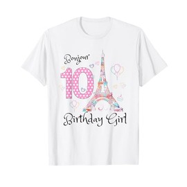 10th Birthday Girl Outfit France French Paris Eiffel Tower T-Shirt