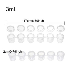Kiuiom 60 Pieces Empty Paint Cups with Lid, Mini Paint Pot, Empty Paint Pots Strips, Plastic Empty Paint Strips, Transparent Paint Pot Pod Strips, for Schools, Summer Camps, 3 ml