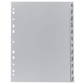 Exacompta - Ref. 1812B - 1 Gray Recycled PP Monthly Printed Dividers - January - December (German) - 12 positions - A4 - Gray