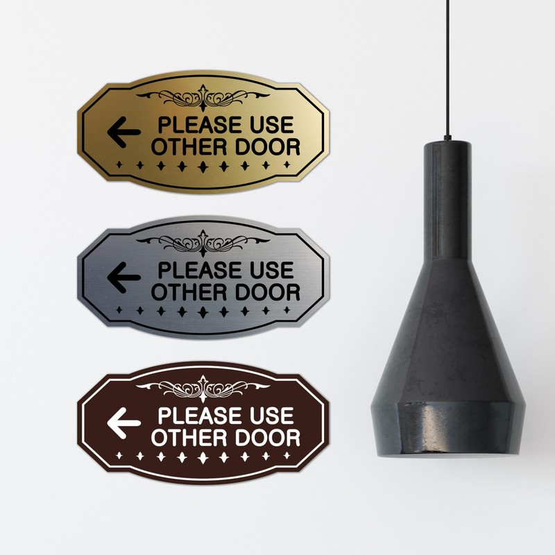 Signs ByLITA Victorian Please Use Other Door Left Arrow Sign