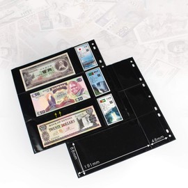 MUDOR 3-Pocket Currency Pages, 10 Pages 60 Pockets Bill Holders Refill Sheets for Collectors, 9 Holes Fillers Sleeves for Collecting Binder Supplies