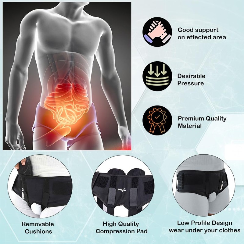 Schwarz Inguinal Hernie Leistengurte mit Kompressions-Pad zur Entlastung bkpt2L
