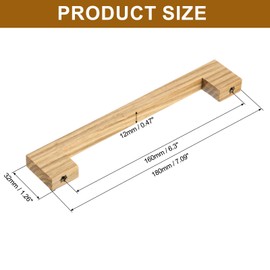 uxcell 2Pcs Wood Drawer Pulls, 6 Inch Hole Center Square Wooden Drawer Pulls Cabinet Handles with Screws for Kitchen Dresser Wardrobes Door Cupboard, Ash Wood