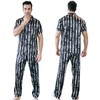 AISOMNUS Men Silk Satin Pajamas Set Short Sleeve Button Down