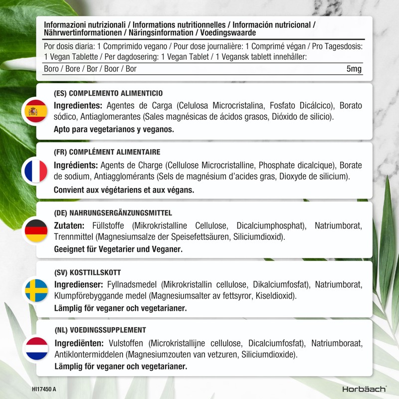 Boron Tablets High Dose 5mg | 365 Vegan Tablets |