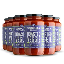 Sonoma Gourmet Roasted Veggies Pasta Sauce | USDA Organic, Non-GMO, Gluten-Free and No Sugar Added | Made With Fresh Ingredients | 25 Ounce Jars (Pack of 6)