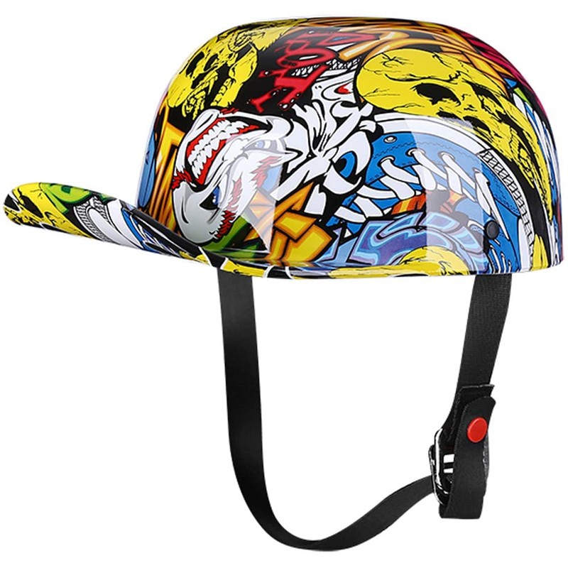 Yesmotor Baseball Motorcycle Helmet Half Cap for Bike Cruiser Chopper