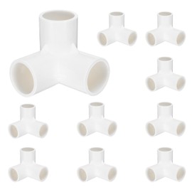sourcing map 3 Way PVC Pipe Fittings, 3/4 Inch Furniture Grade Elbow Pipe Connector, 90 Degree PVC Elbow Side Outlet Fittings for Build PVC Furniture DIY Garden Shelves (10 Pack), White