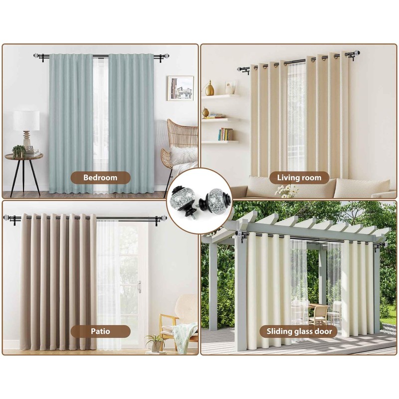 1 Inch Double Curtain Rods 72 to 144 Inches (6