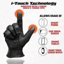 Milwaukee Leather MG7745 Women's Black Deerskin ’I - Touchscreen Compatible’ Laced Wrist Motorcycle Hand Gloves W/Gel Palm - Medium