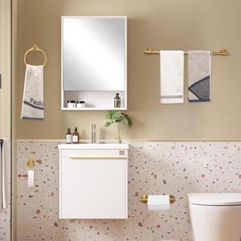 Ntipox Brushed Gold Toilet Paper Holder Set, Stainless Steel Towel Ring, Double Post Pivoting Toilet Paper Holder and Hand Towel Holder Set for Bathroom