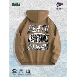 Death Before Dishonor Graphic Hoodie 100% Cotton US Warehouse 7 ColorsColor: Khaki, Size: M
