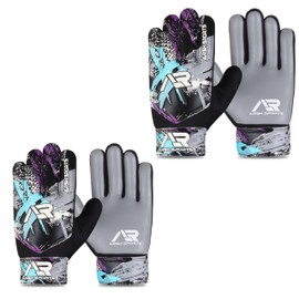Arsh Sports 2Pack Goalkeeper Gloves for Kids, Youth and Adult Football Soccer Goalie Gloves with 4-mm Latex Spine & Double Wrist Protection (Gray, Size 5 Suitable for 9 to 12 Years Old)