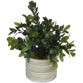 Deco 79 Faux Foliage Eucalyptus Indoor Outdoor Artificial Plant Fake Plant with Realistic Leaves and Patterned Porcelain Pot, Plant 9" x 9" x 11", Green