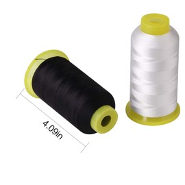 T70 #69 Bonded Nylon Sewing Thread - 1500 Yard Spool -(White+Black)2PCS