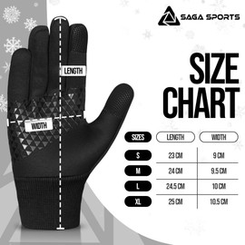 SAGA SPORTS Winter Gloves Men | Water-Resistant Mens Gloves for Cold Weather with Touchscreen, Anti-Slip Grip | Warm, Unisex, Lightweight Thermal Gloves for Cycling, Running, & Outdoor Activities